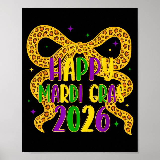 Frohes Mardi Gras 2026 Coquette-Bogen Mädchen Frau Poster (Vorne)