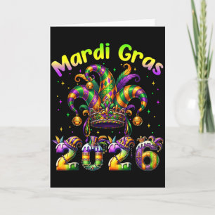 Frohes Mardi Gras 2026 Karneval New Orleans Famili Karte