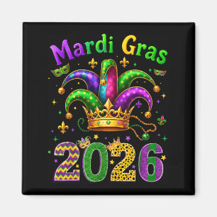 Frohes Mardi Gras 2026 Narrenhut Männer Frauen Kin Magnet