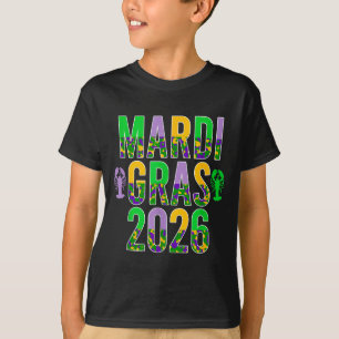 Frohes Mardi Gras 2026 Tarnung Camo Langusten Männ T-Shirt