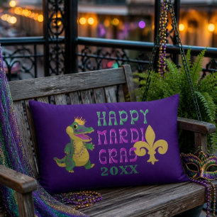 Frohes Mardi Gras Gator King Lendenkissen