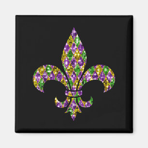 Frohes Mardi Gras Karneval New Orleans Fleur De Li Magnet