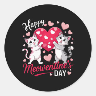 Frohes Meowentine-Tag Lustige Süße Katzenliebhaber Runder Aufkleber