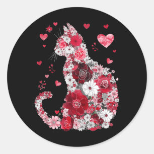 Frohes Meowentines Tag Lustige Mädchen Katze Valen Runder Aufkleber