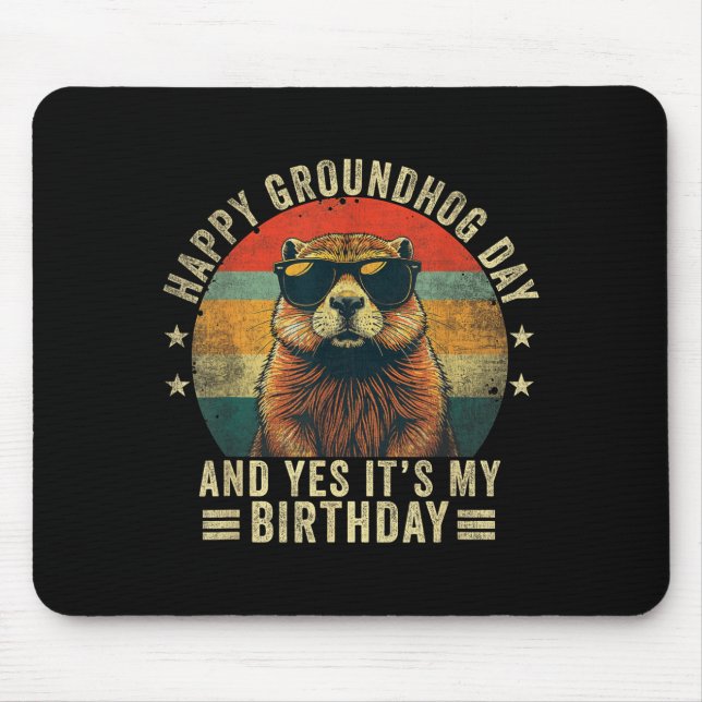 Frohes Murmeltiertag Geburtstag Cool Murmeltier  Mousepad (Vorne)
