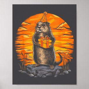 Frohes Murmeltiertag Murmeltier Mit Geburtstagsfei Poster