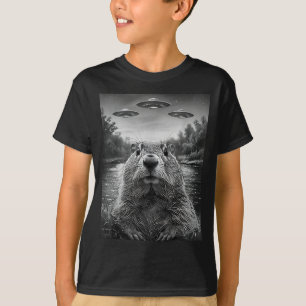 Frohes Murmeltiertag Murmeltier Selfie Mit Ufos Lu T-Shirt