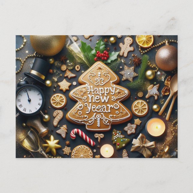 Frohes neues Jahr 03 Postkarte (Vorderseite)