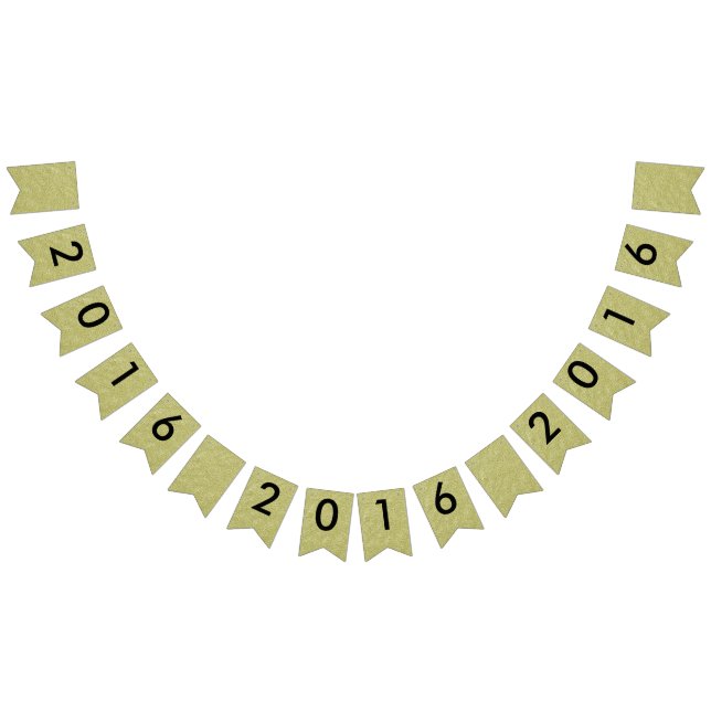 Frohes neues Jahr 2016 Black Gold Glitzer Party Wimpelkette (Alle)