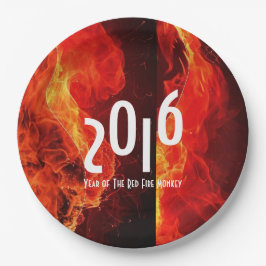 Frohes neues Jahr 2016 Jahr des Rotfeueraffen Pappteller