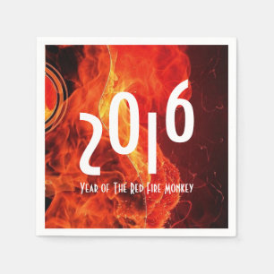 Frohes neues Jahr 2016 Jahr des Rotfeueraffen Serviette
