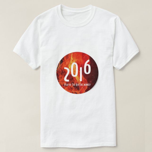 Frohes neues Jahr 2016 Jahr des Rotfeueraffen T-Shirt (Design vorne)