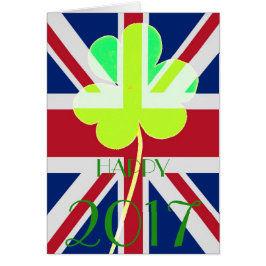 Frohes Neues Jahr 2017: Irish Kleeblatt UK Flag Fu