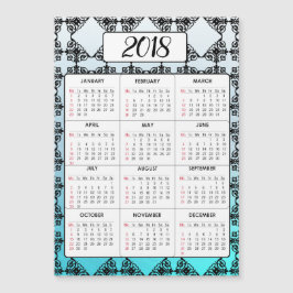 Frohes neues Jahr 2018 Aqua Blue Magnetic Calendar Magnetkarte