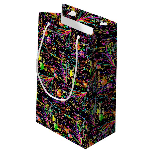 Frohes neues Jahr 2019 Geschenktasche Kleine Geschenktüte (Rückseite Schrägansicht)
