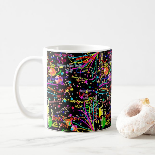Frohes neues Jahr 2019 Tasse (Mit Donut)