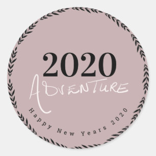 Frohes neues Jahr 2020 Handlettering Schrift Gefal Runder Aufkleber