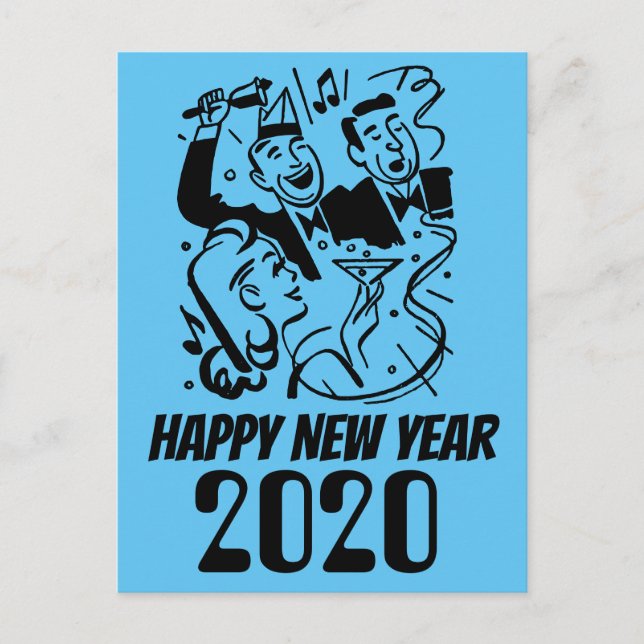 Frohes neues Jahr 2020 Postkarte (Vorderseite)