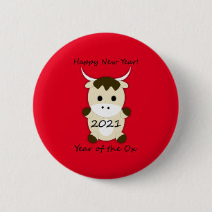 Frohes neues Jahr 2021 Jahr des OX Button