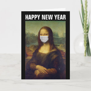 FROHES NEUES JAHR 2021 KARTE MONA LISA MIT MASKE