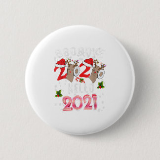 Frohes neues Jahr 2021 Rentier Face Mas Button