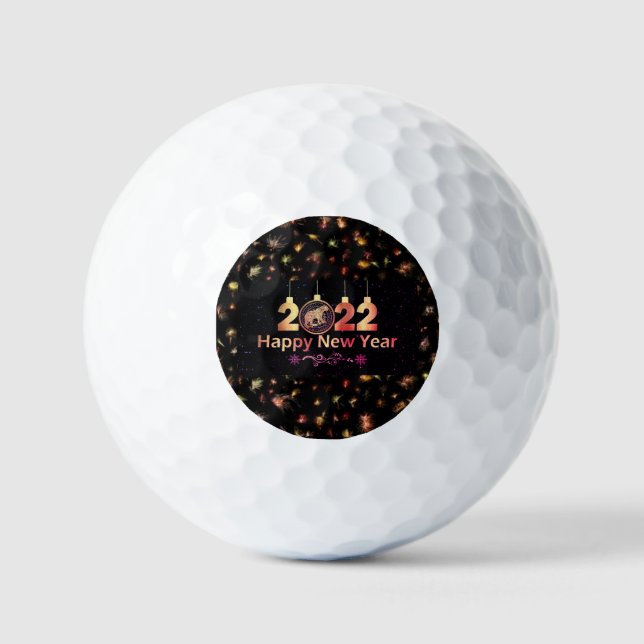Frohes neues Jahr 2022 Golfball (Vorderseite)