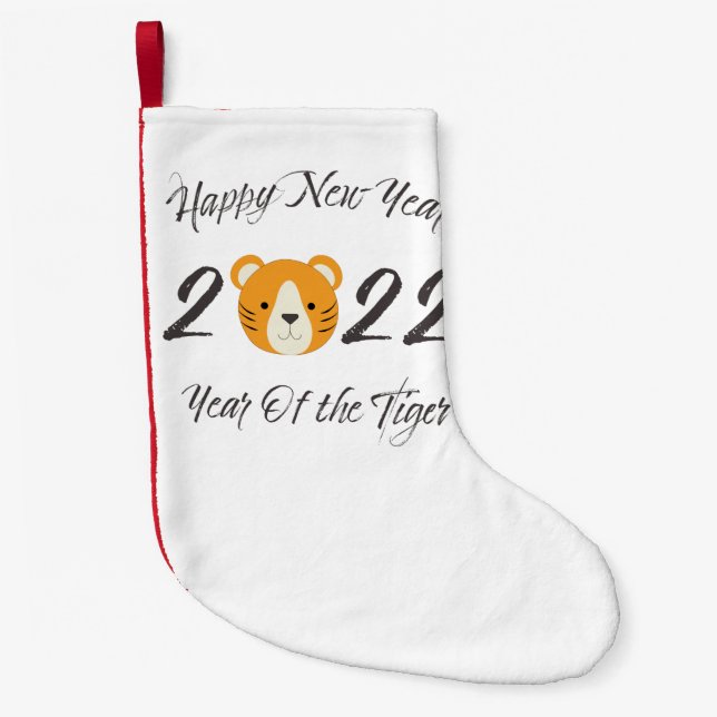 Frohes neues Jahr 2022 Jahr des Tigers Kleiner Weihnachtsstrumpf (Vorderseite)