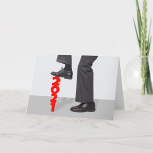 Frohes neues Jahr 2022 Mann zerquetscht 2021 Feiertagskarte