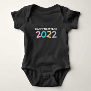 Frohes neues Jahr 2022 mit farbenfrohen Texten Baby Strampler
