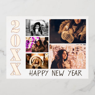 Frohes neues Jahr 2023 5 Foto Collage Echt Folien Feiertagspostkarte