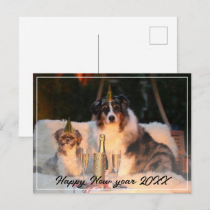 Frohes Neues Jahr 2023 Hunde-Foto-Script Urlaub Feiertagspostkarte