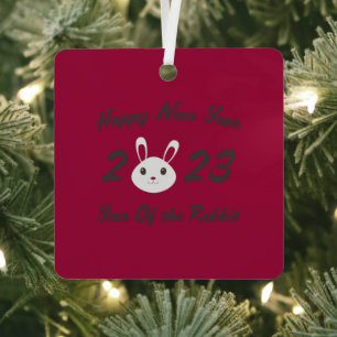 Frohes neues Jahr 2023 Jahr des Kaninchens Ornament Aus Metall