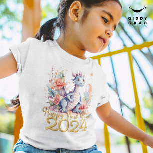 Frohes neues Jahr 2024 chinesischer Drache Schwarz T-Shirt