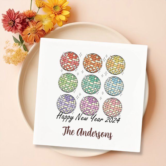 Frohes neues Jahr 2024 Disco Ball Neues Jahr Serviette (Von Creator hochgeladen)
