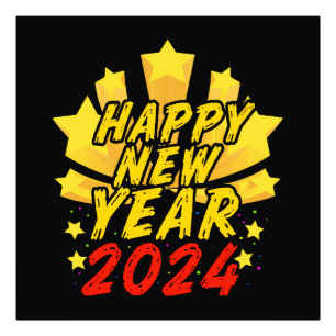Frohes neues Jahr 2024 Fotodruck