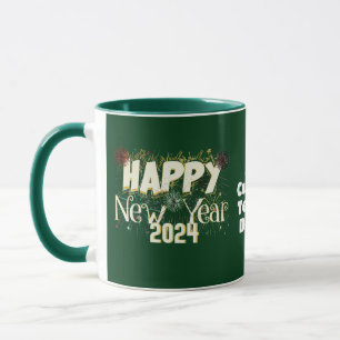 Frohes neues Jahr 2024 Lebendige Silvesterparty Tasse