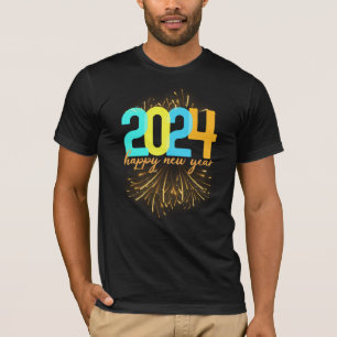 Frohes Neues Jahr 2024 Lebendiges Feuerwerk Silves T-Shirt