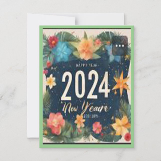 Frohes neues Jahr 2024 Nature's Celebration Mosaic Einladung (Vorderseite)