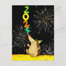 Frohes Neues Jahr 2024 Postkarte