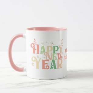 Frohes neues Jahr 2024 Retro farbiges Party 2024 Tasse