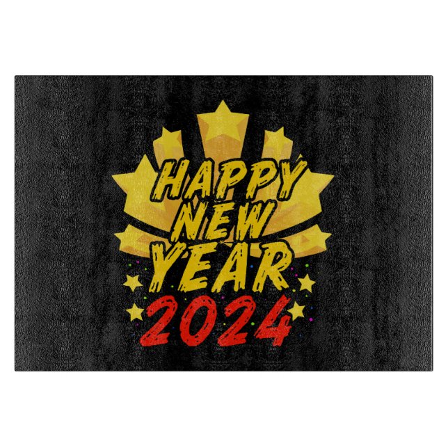 Frohes neues Jahr 2024 Schneidebrett (Vorderseite)