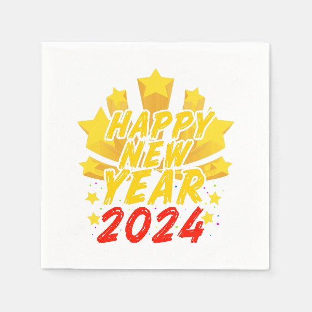 Frohes neues Jahr 2024 Serviette (Vorderseite)