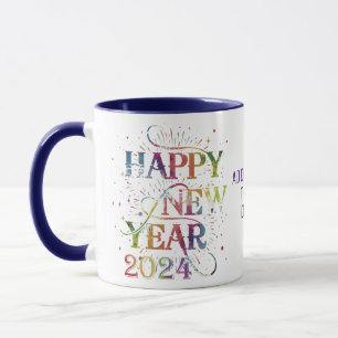 Frohes Neues Jahr 2024 Silvester Watercolor Party Tasse