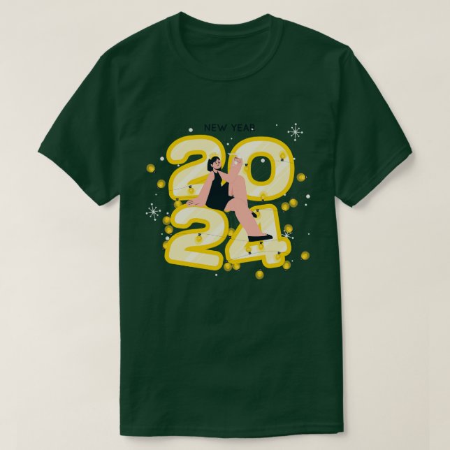 Frohes neues Jahr 2024 T-Shirt (Design vorne)