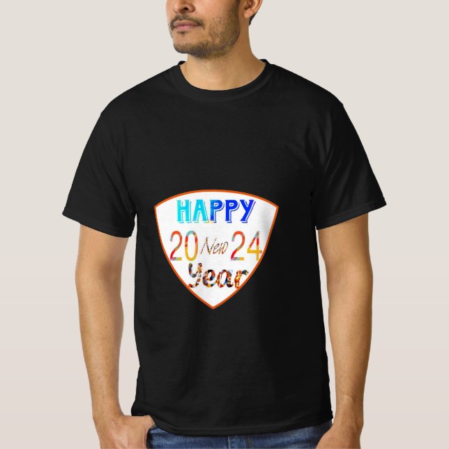 Frohes neues Jahr 2024 T - Shirt der Schwarzen Män (Vorderseite)