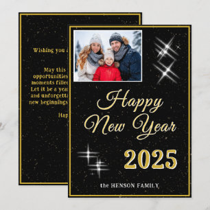 Frohes Neues Jahr 2025 Elegante Funken Foto Feiertagskarte