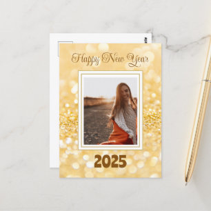 Frohes neues Jahr 2025 Eleganter Glitzer Postkarte