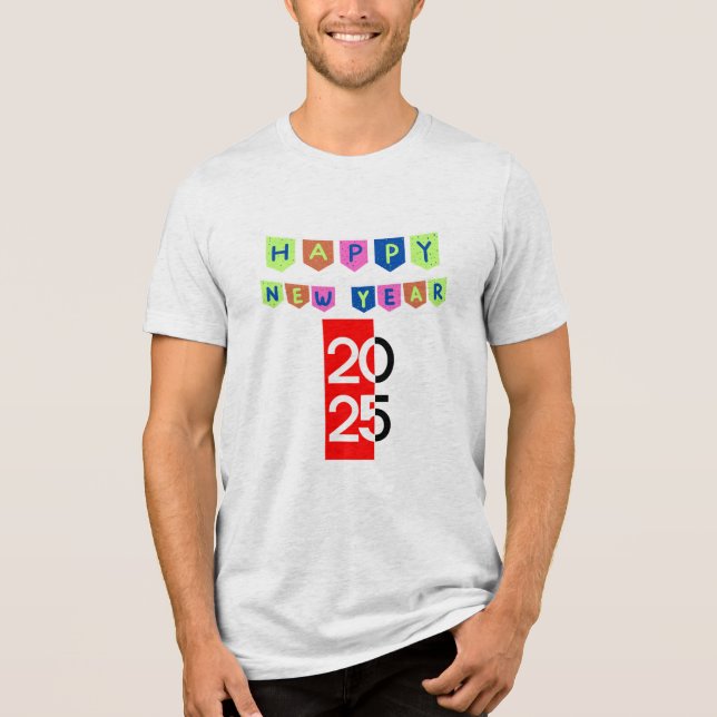 "Frohes neues Jahr 2025 - farbenfroher Banner-T -  Tri-Blend Shirt (Vorderseite)