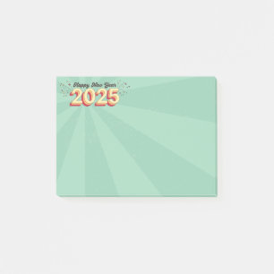 Frohes Neues Jahr 2025 Feiertage Retro-Spaß-Text Post-it Klebezettel