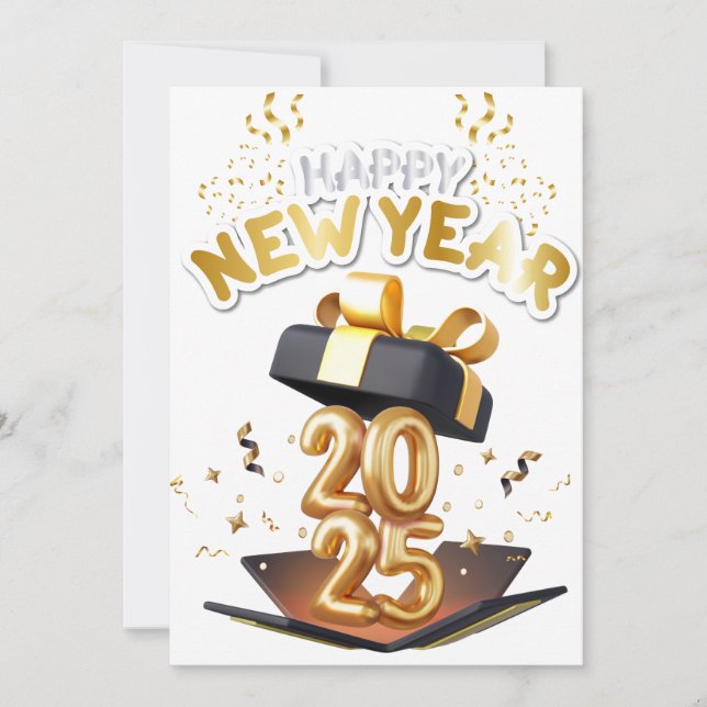 Frohes neues Jahr 2025 Feiertagskarte (Vorderseite)